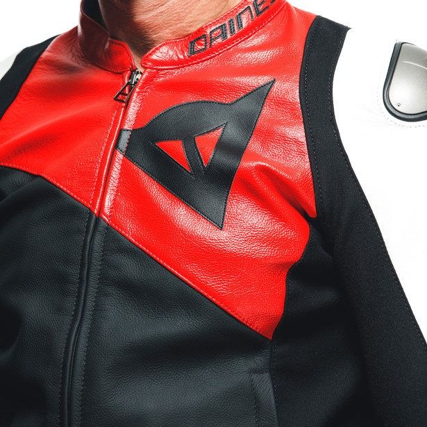 Dainese Sportiva Leather Jacket Black-Matt/Lava-Red/White : Delivery in 5 days